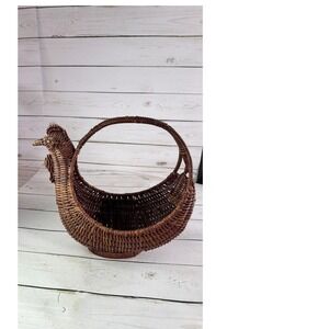 Vintage Wicker Duck Basket Farmhouse Goose Basket Rustic Decor
